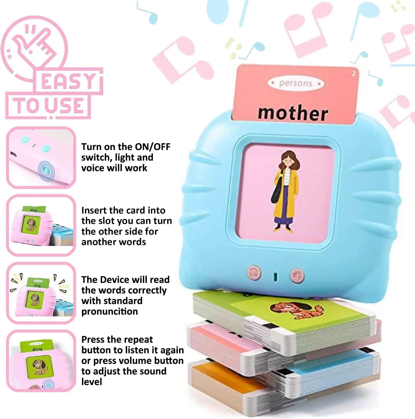 Early Education Flash Card Talking Flashcards for Kids Preschool Electronic Early Education Machine Gift Toddlers Montessori Toy